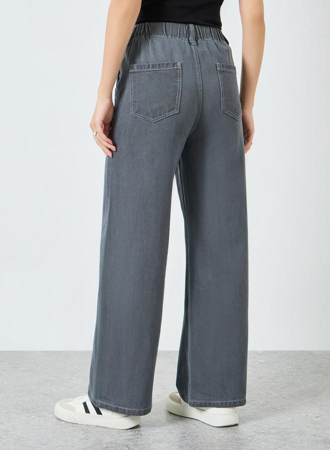 ستايلي جينز بخصر عالي وأرجل واسعة - Image 3